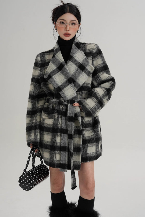 Elegant Plaid Wool Coat