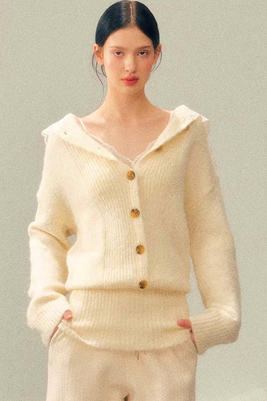 Navy Lace Knitted Jacket