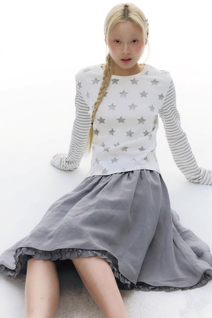 레이스 플래킷 블라우스 셋업