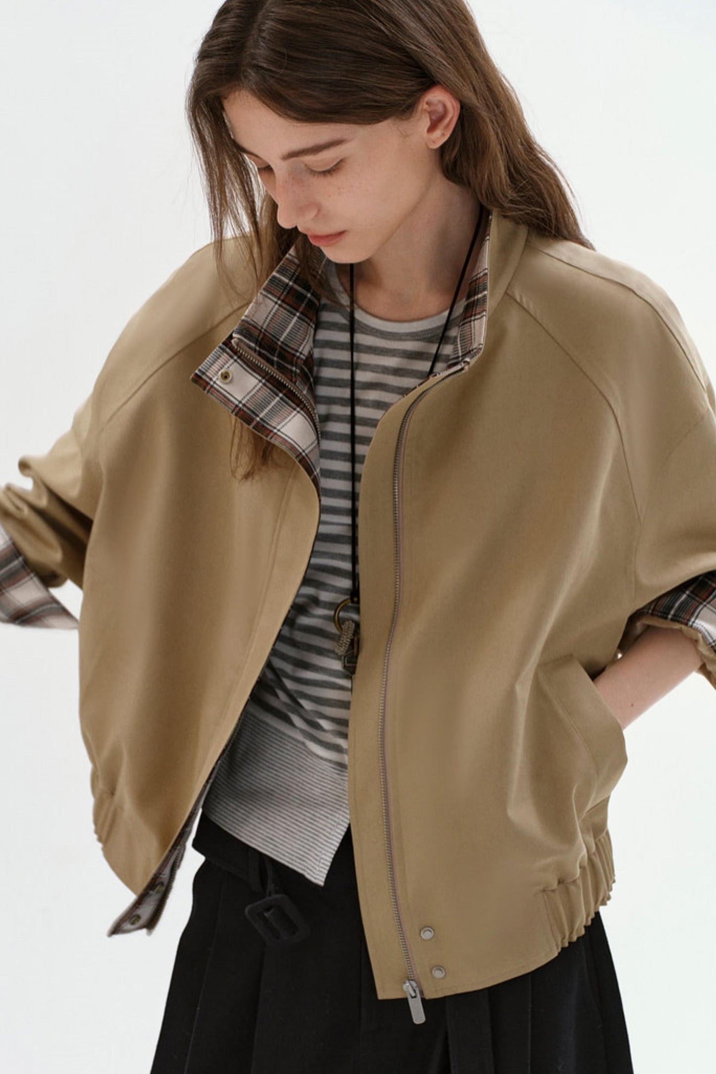 Retro-Kurzjacke mit Karomuster