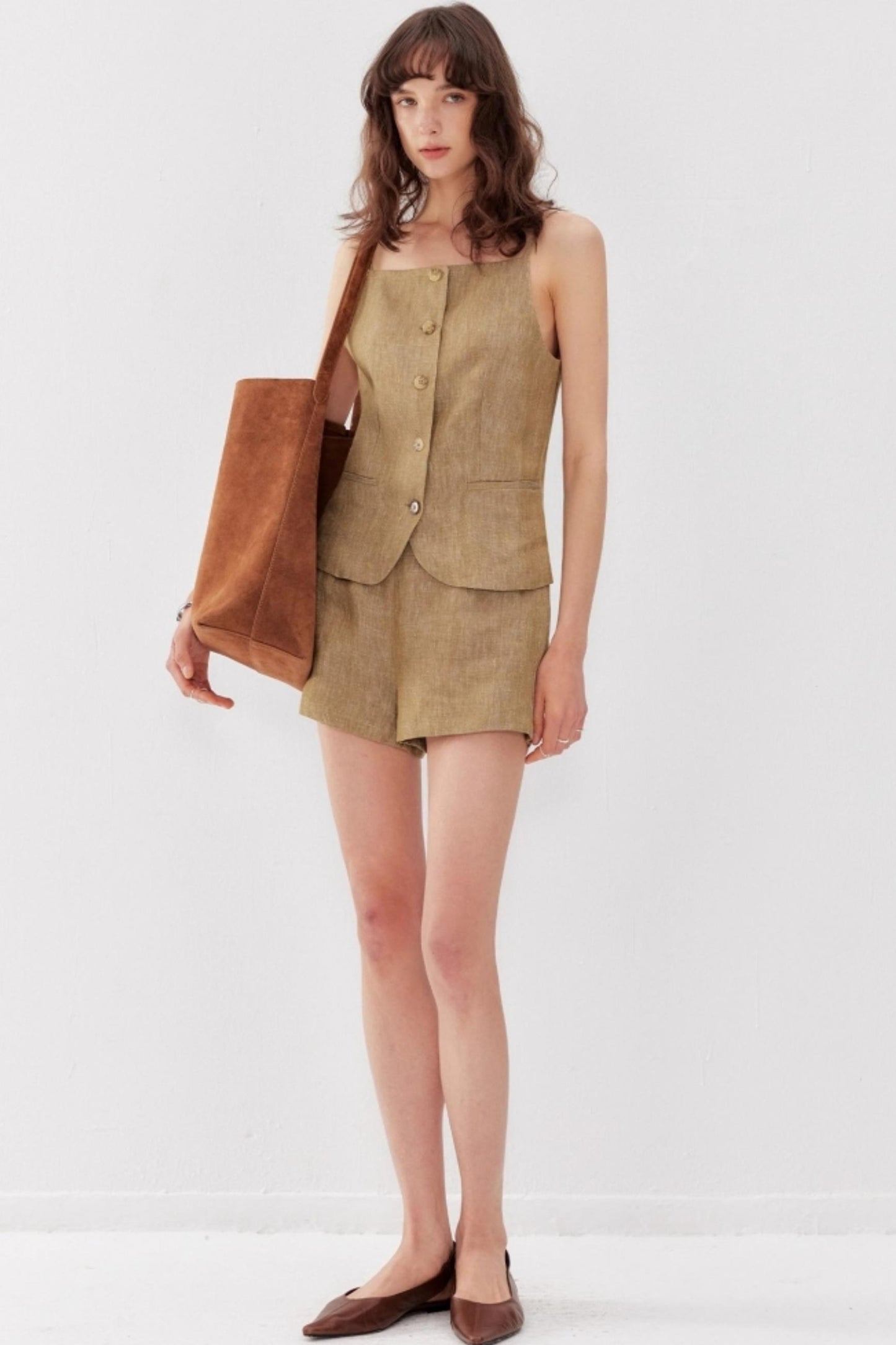 Vintage Luxe Linen Halter & Wide Leg Shorts Set-Up