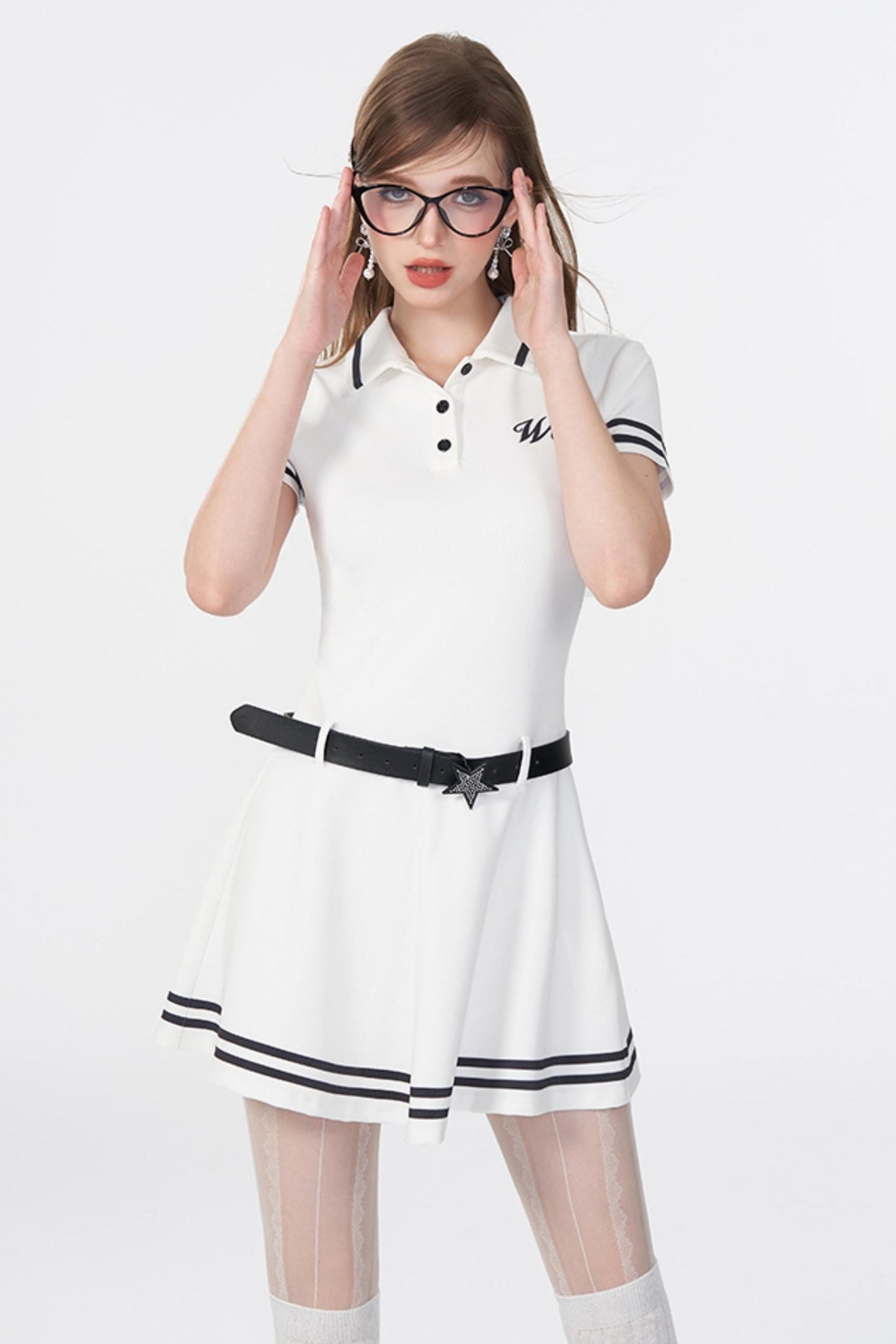 White Logo Polo Dress