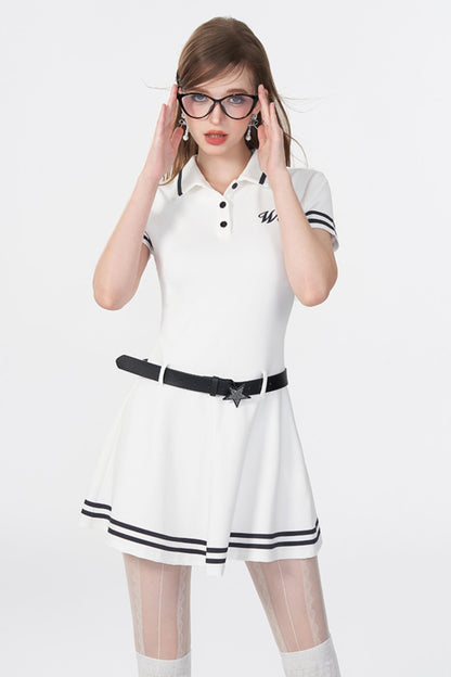 White Logo Polo Dress