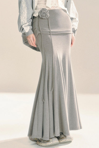 Gray Fishtail Long Skirt