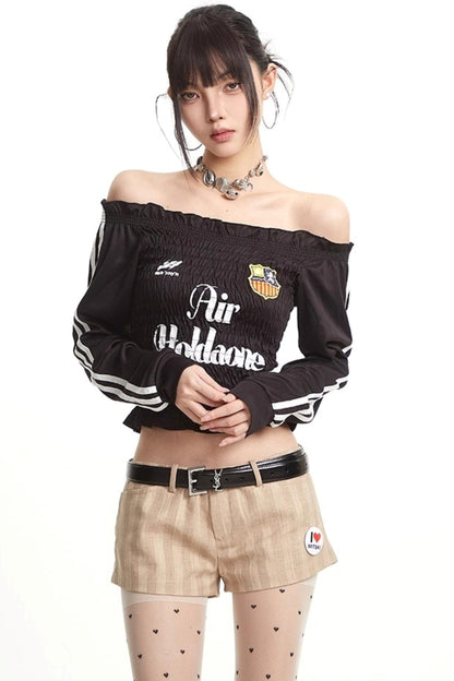 Pleats Elastic Sleeve T-Shirt