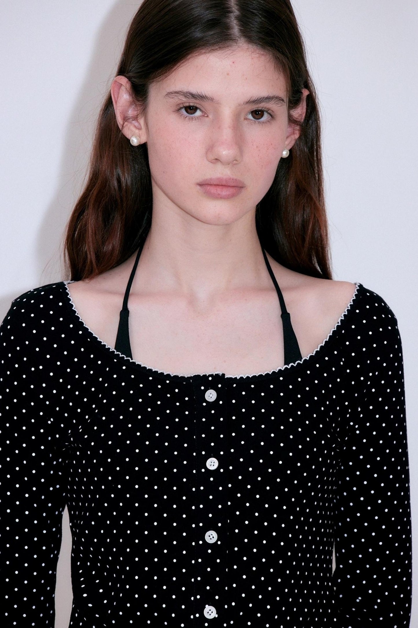 French Romantic Polka Dot Knitted Blouse