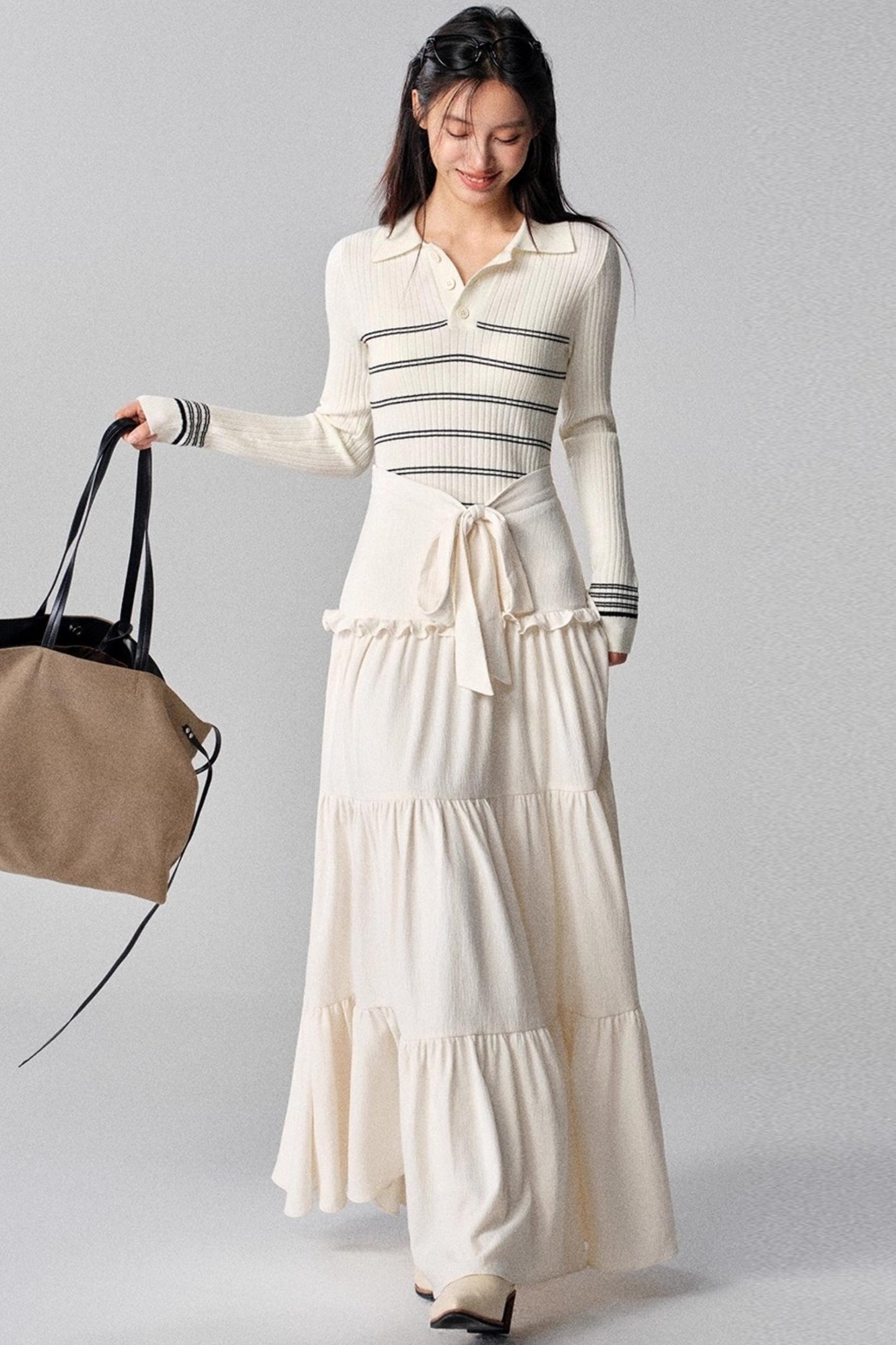 Seas Current Mood Striped Knit Sweater Top