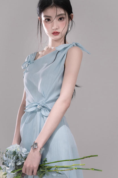 Twisted Cyan Blue Dress