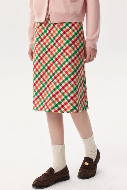 New Diagonal Plaid A-Line Skirt