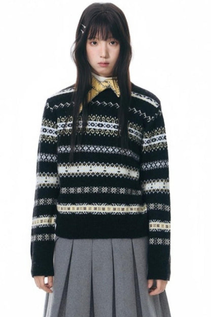 Fair Isle Jacquard Striped Sweater