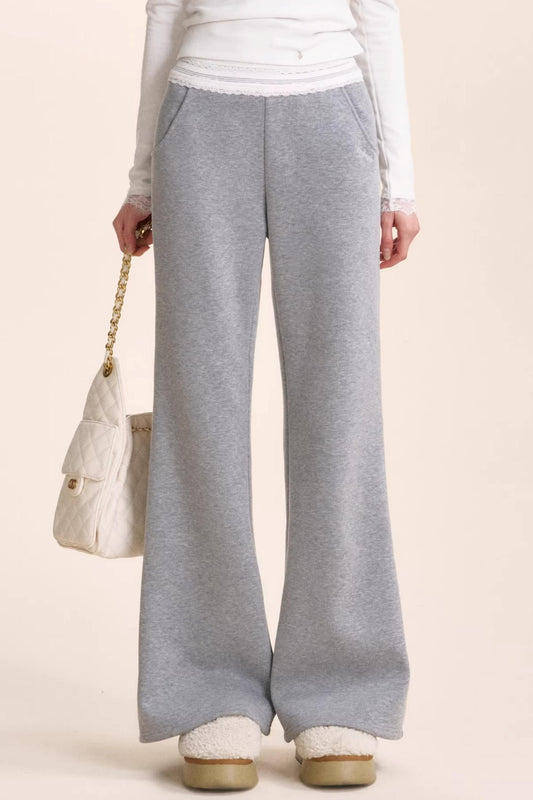Cashmere Velvet Lace Flared Pants