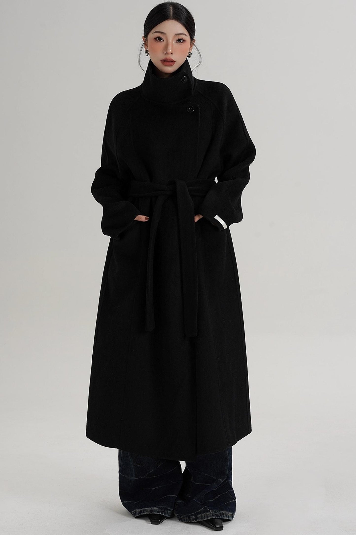 Turtleneck Long Wool Coat