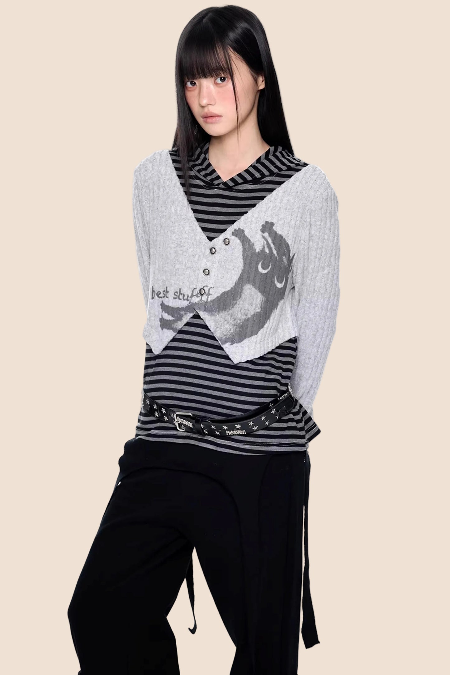 Striped Hooded Knit Sweater