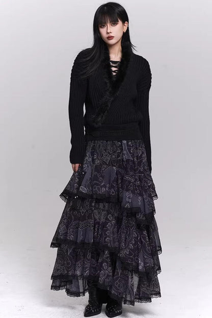 Soft Gray V-Neck Knit Sweater