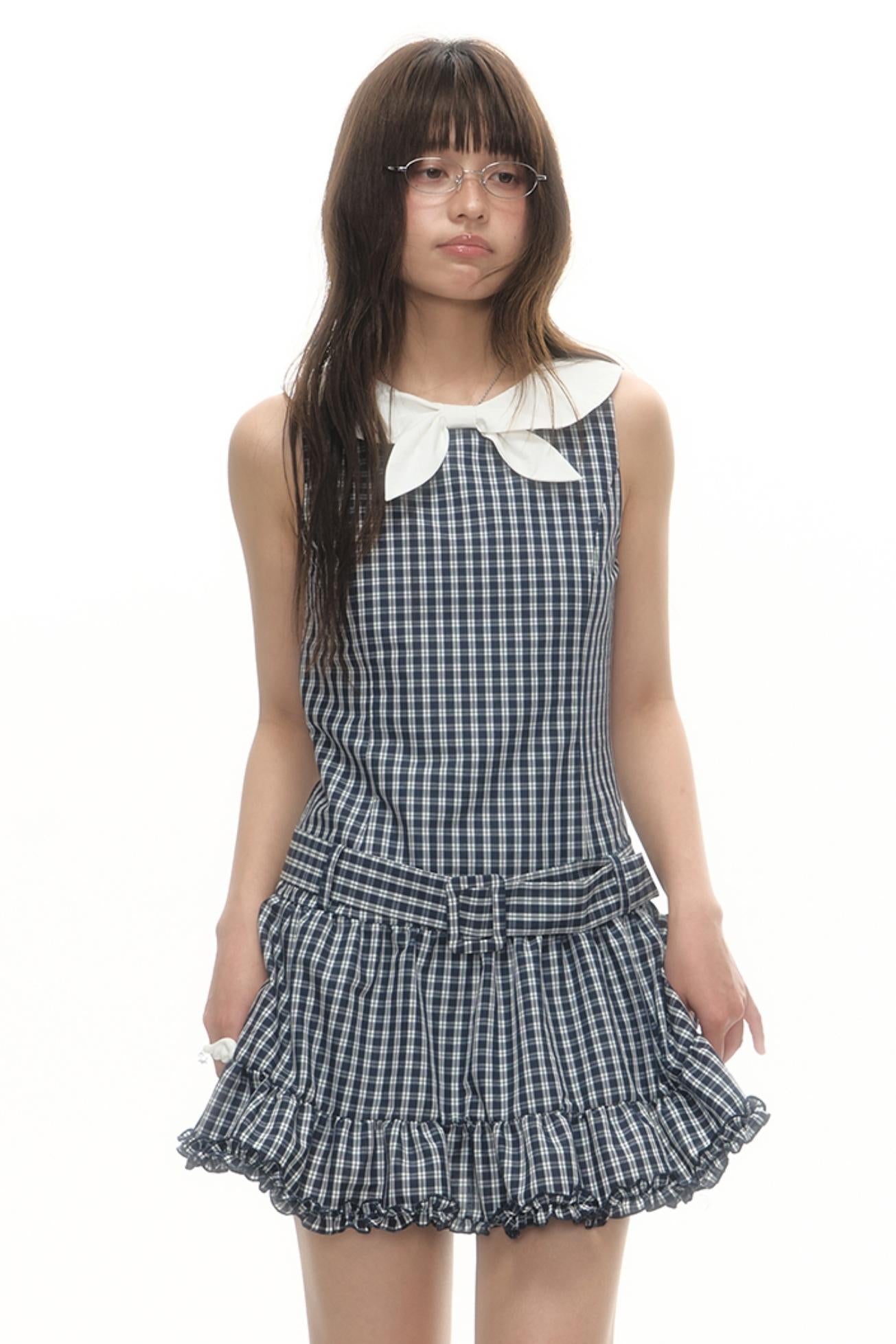 Elegant Plaid Lace Dress