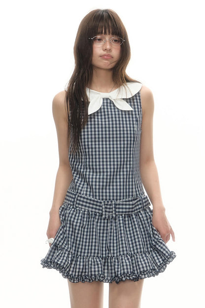 Elegant Plaid Lace Dress