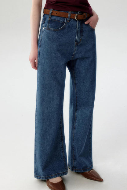 Pantaloni svasati in denim blu retrò
