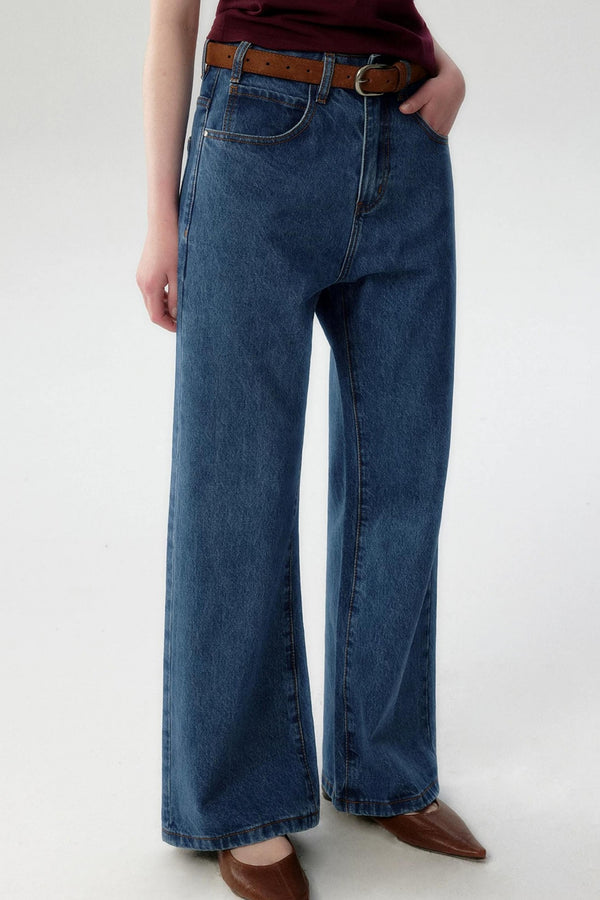Pantalones acampanados retro de denim azul
