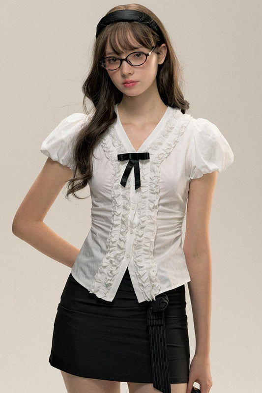 Lace Puff Sleeve Summer Top