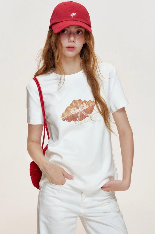 Croissant Lace Short Sleeve T-Shirt