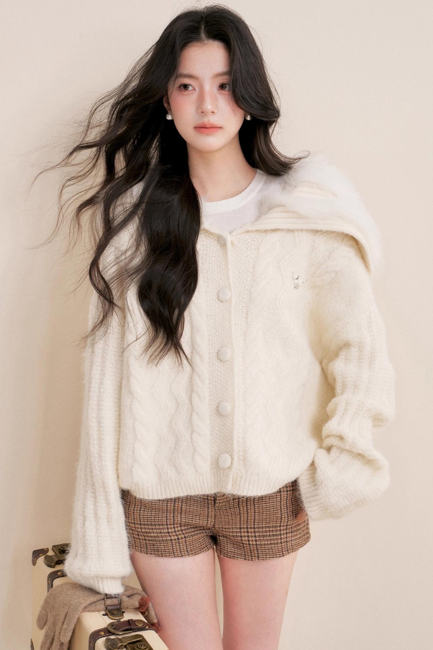 Winter Faux Patchwork Cardigan