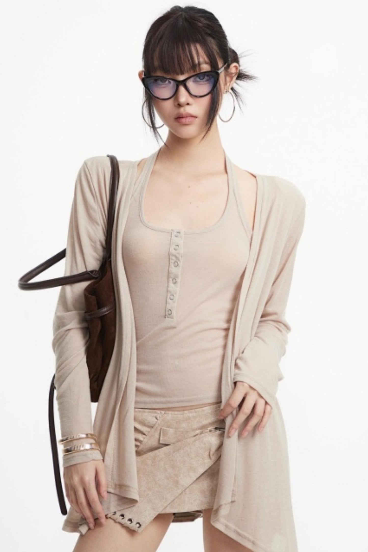 Apricot Retro Knitted Cardigan Set