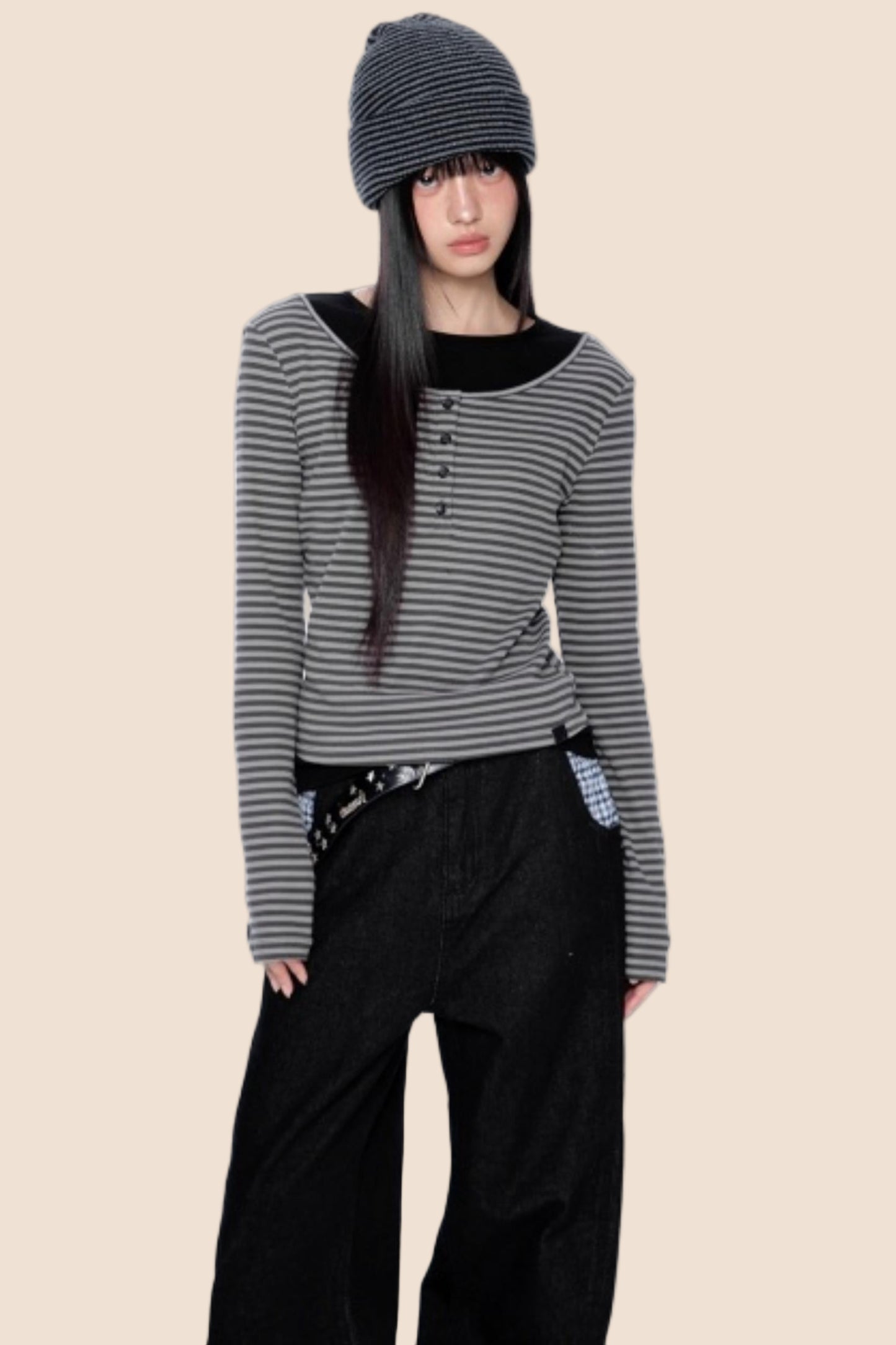 Striped Patchwork Knitted Top