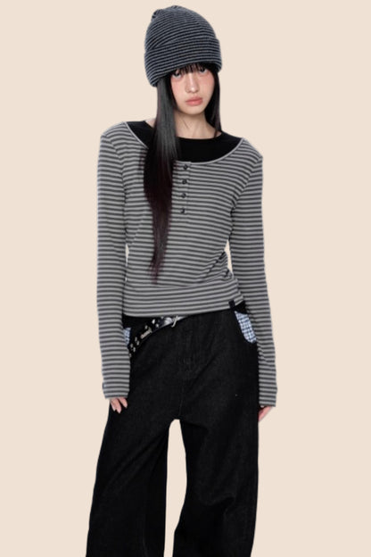 Striped Patchwork Knitted Top