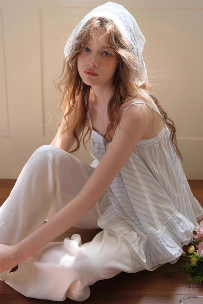 Lace-Trimmed Striped Cami