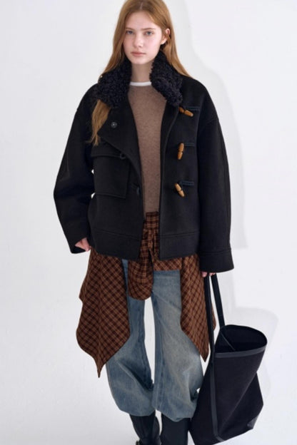 Wool Blend Fur Collar Coat