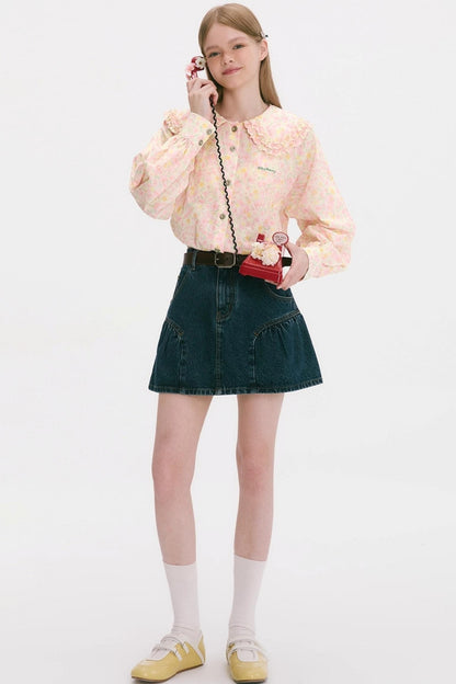 Love Balloon Flower Lapel Shirt