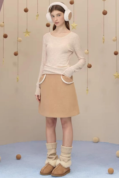 Snow Season Wool A-Line Skirt