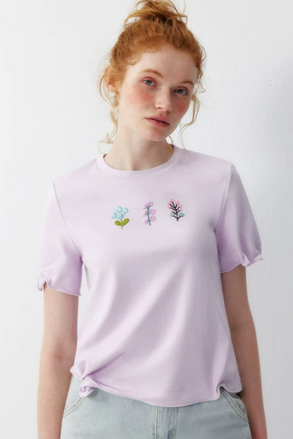 Pink Embroidery T-Shirt