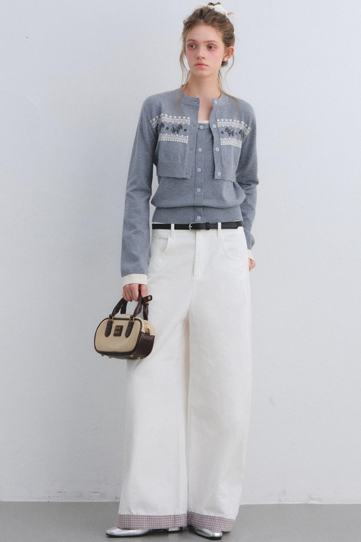 Plaid Patchwork High-Waisted Pants