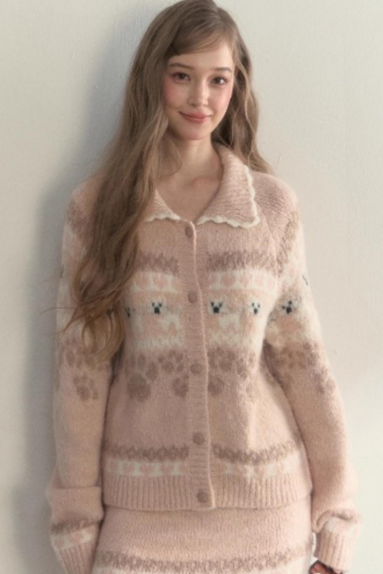 Vintage Knit College Style Sweater Set-Up