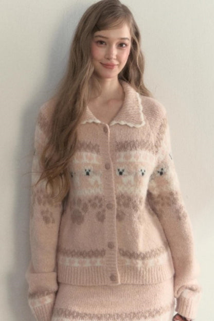 Vintage Knit College Style Sweater Set-Up