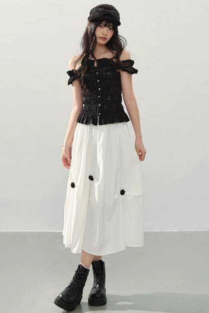 Flower Shadow Pleated Skirt