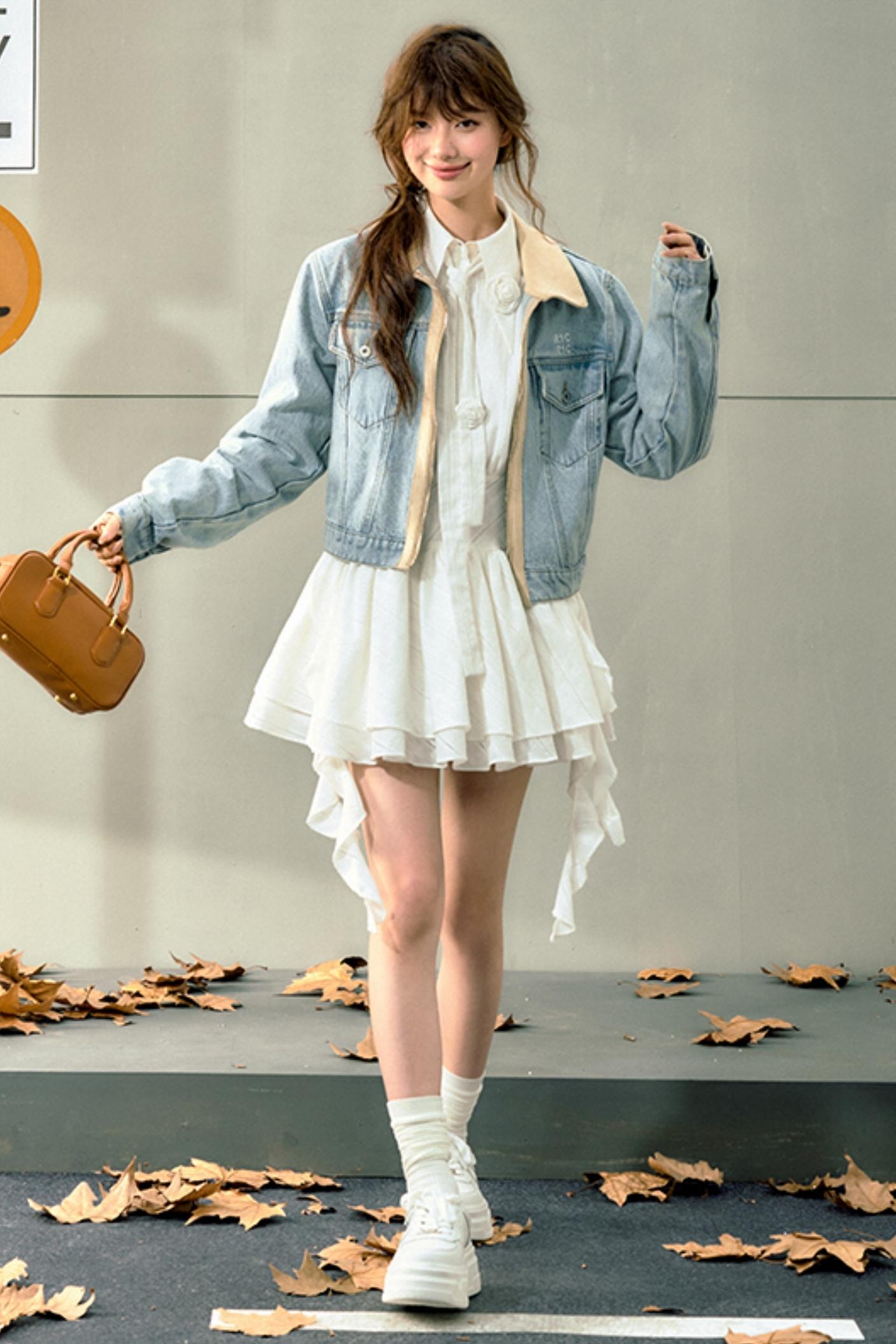 Light Blue Suede Denim Jacket