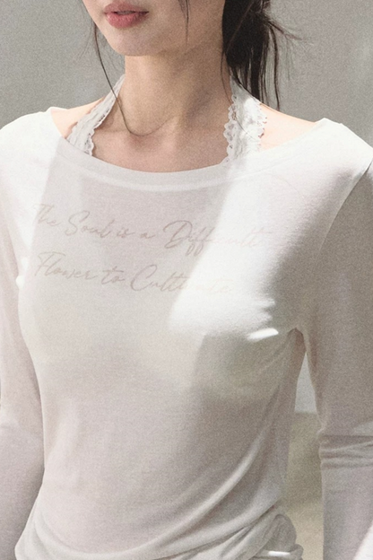 Printed Lyocell Linen Long Sleeve Top