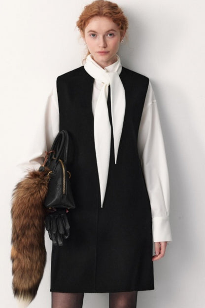 Sheep Wool V-Neck Dress Set-Up