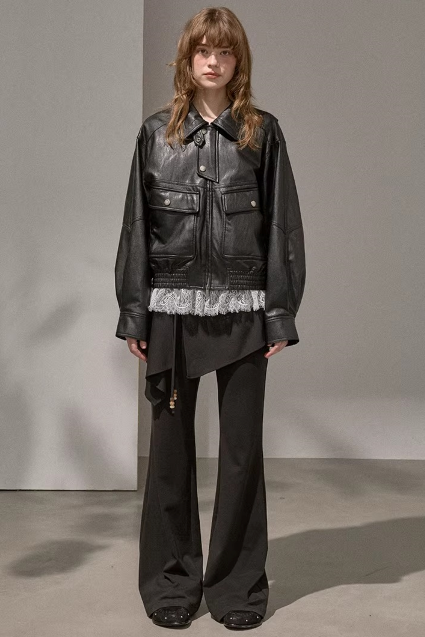 Patchwork Fleece-Lined Flared Pants