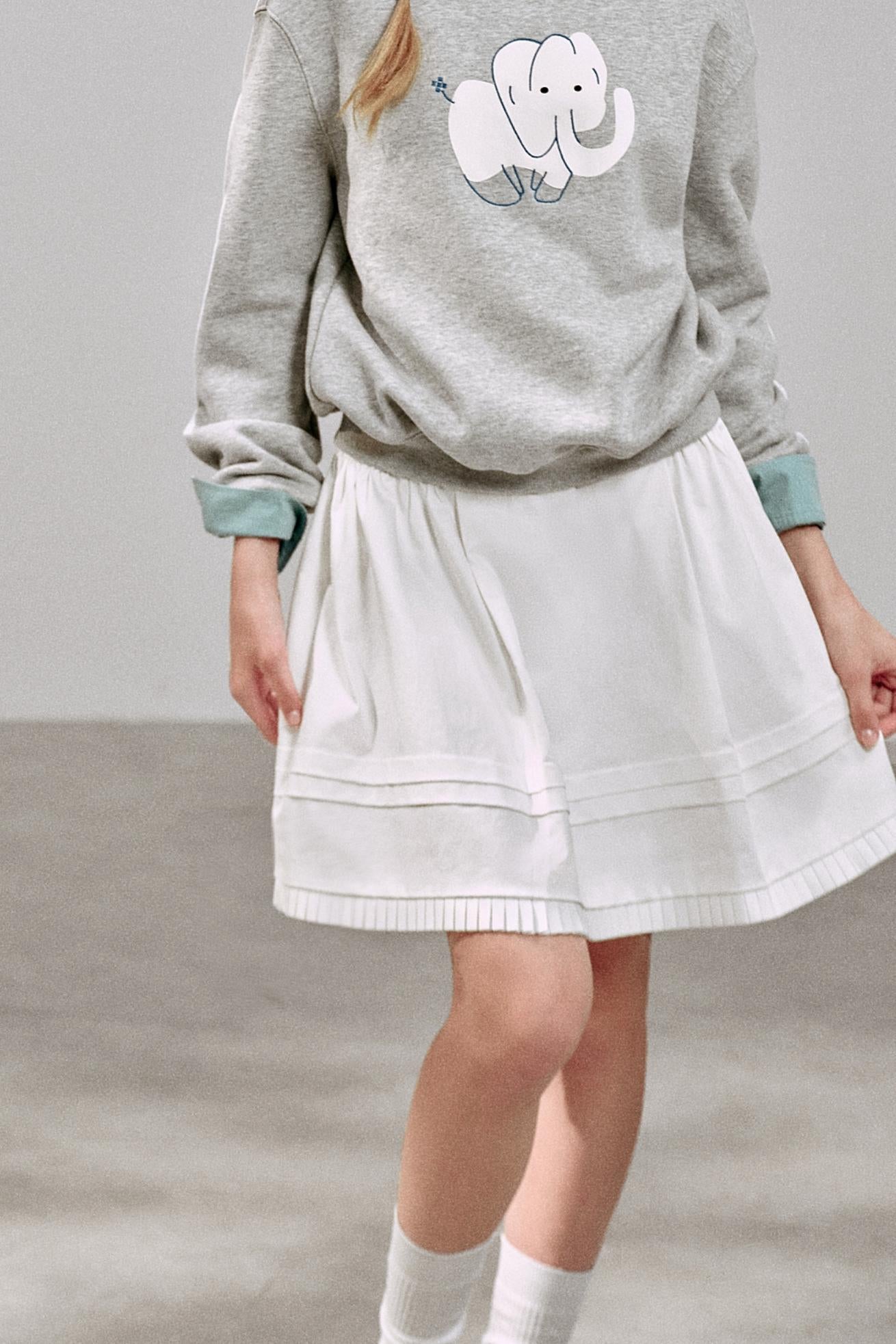 Glossy Pleated Puffy A-Line Skirt