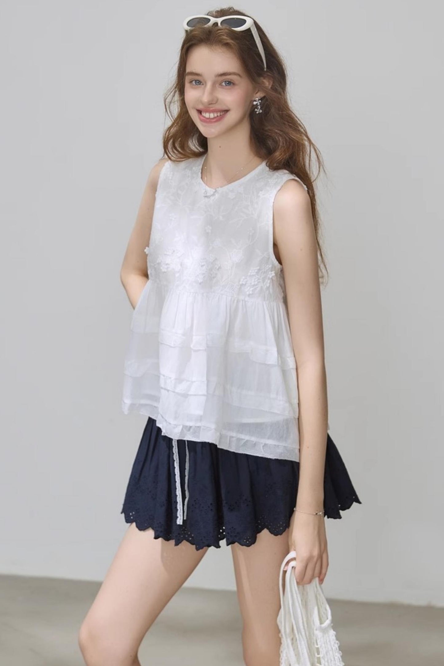 Summer White Embroidered Top