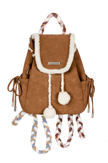 Suede Lamb Wool Mini Backpack