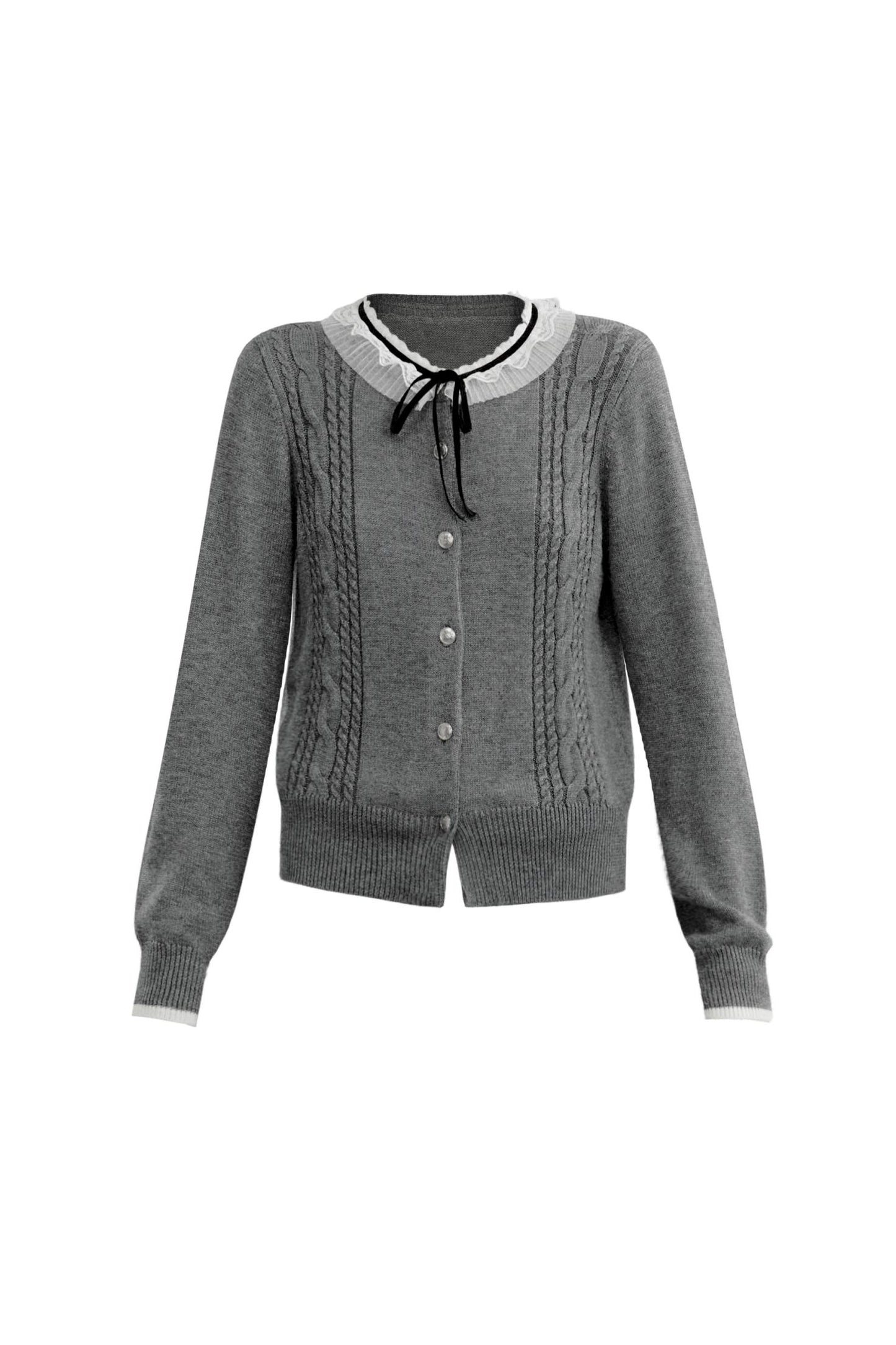 Fragileheart Fragile Store - Academic Hall College Strickjacke mit Spitzenkragen Süßes Stricktop