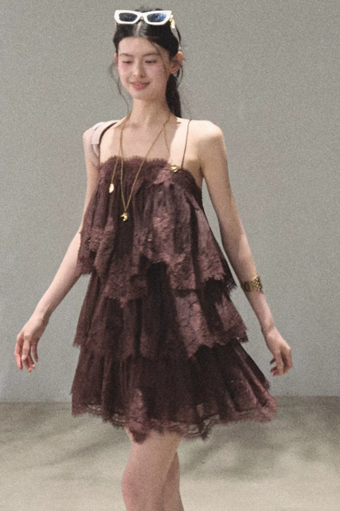 Heartbeat Lace Tiered Dress and Camisole Set
