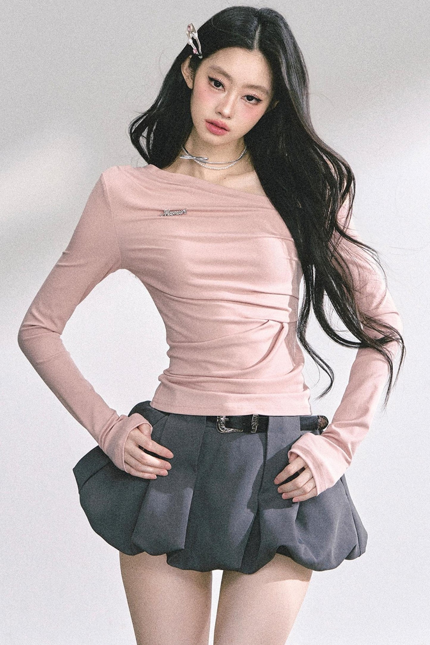 Spicy American Long-Sleeved Gray Top