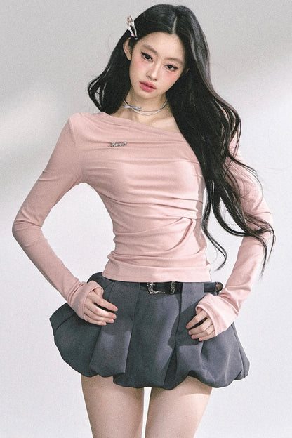 Spicy American Long-Sleeved Gray Top