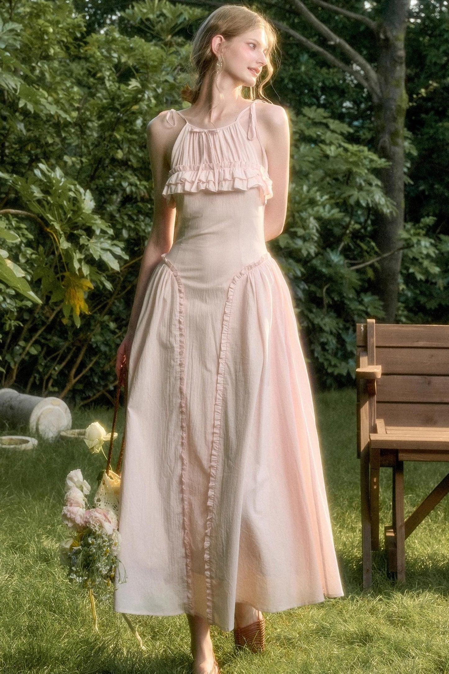 Rose Sea Halterneck Long Skirt