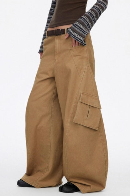 Distressed Washed Wide-Leg Scimitar Pants